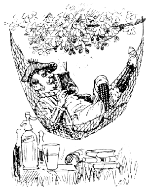 man reading in hammock