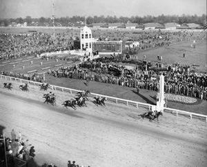The finish line at the 1944 Kentucky Derby.