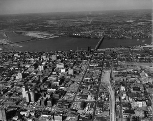 Aerial view of downtown Louisville in 1962.