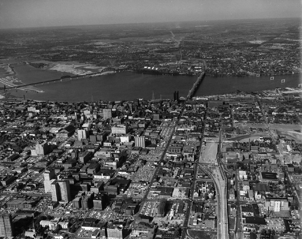 Aerial view of Louisville in 1962.